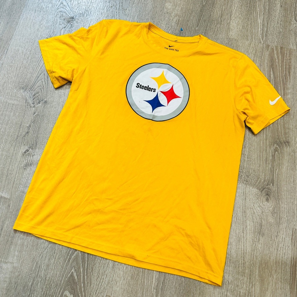 Nike T Shirt Youth Large Pittsburgh Steelers NFL Yellow Dri-FIT Graphic T-Shirt
